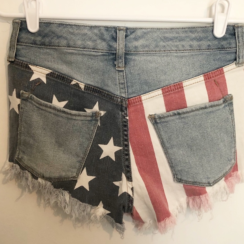 American Flag High Rise Jean Shorts - Size 0/25